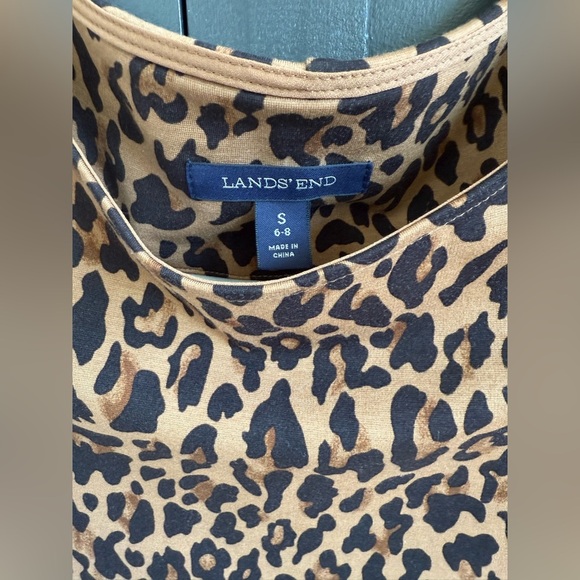 Lands End Leopard Print Short Sleeve Shift Dress • Small 6-8 - Picture 4 of 9
